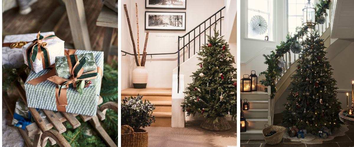 Christmas trees under staircases